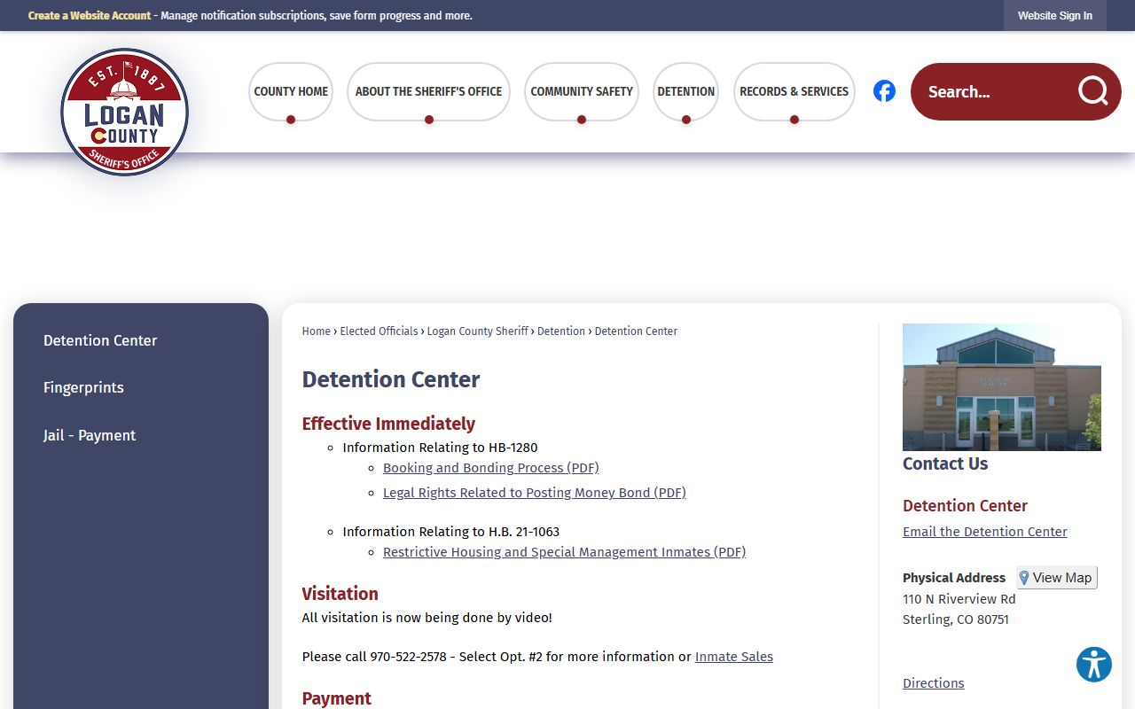 Logan County Detention Center regional jail information for Sedgwick County custody lookup