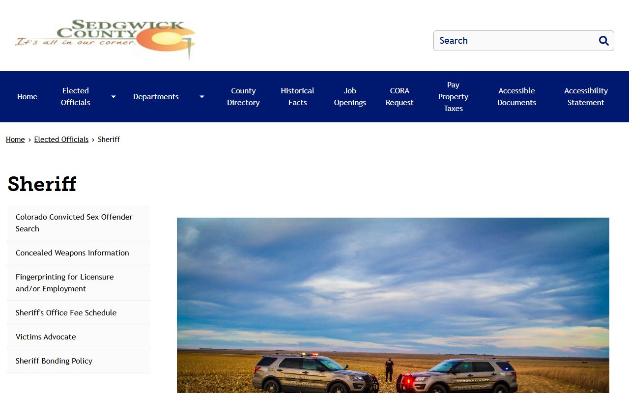 Sedgwick County sheriff page for inmate custody records